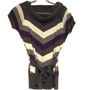 Purple and gray scoop neck sweater
